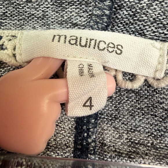 Maurices Hoodie Womens XXL Gray Navy Floral Stripe Lace Hem Pullover Top - Picture 11 of 13